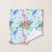 Heron Bird met Flowers Bad Handdoek (Wasdoekje)