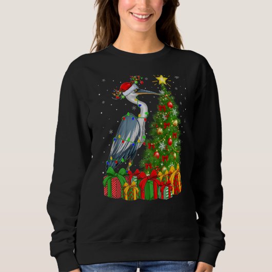 Heron Bird Xmas Holiday Santa Heron Kerstmis Trui (Voorkant)