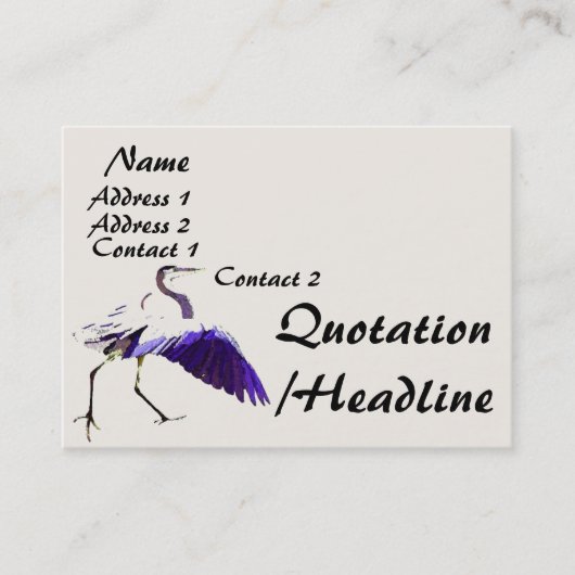 Heron Birds Wilde Levensdieren Visitekaartje (Voorkant)