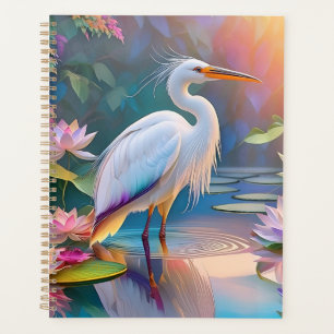 Héron blanc à bec orange, oiseau de fantaisie