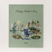 Héron Bleu Dans Lac Happy Fête des pères Puzzle (Vertical)