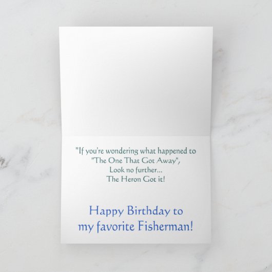 HÉRON BLEU MANGEANT une carte de voeux de ~ de (Intérieur)