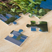 Héron de grand bleu au puzzle d'étang (Côté)