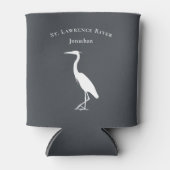 Heron Egret silhouet aangepaste tekst en naam Blikjeskoeler (Voorkant)