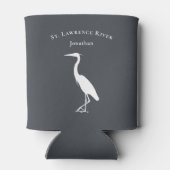 Heron Egret silhouet aangepaste tekst en naam Blikjeskoeler (Achterkant)