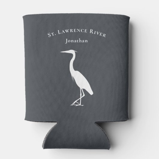 Heron Egret silhouet aangepaste tekst en naam Blikjeskoeler (Achterkant)