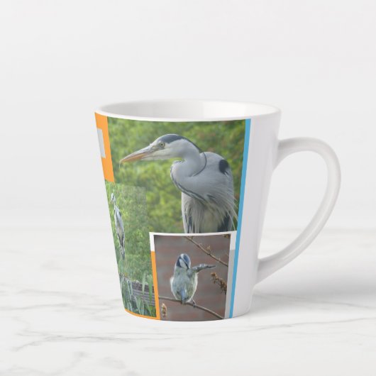Heron en Little Bird Collage Latte Mok (Rechts)