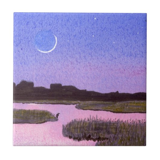 Heron en Moon Tegeltje (Voorkant)