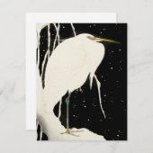 Heron en Neige - Ohara Koson - Carte d'art Vintage (Devant / Derrière)