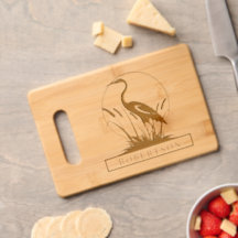 Heron et Cattails Plateau de coupe en bois