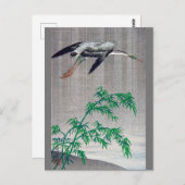 Heron Flying in Rain, Watanabe Seitei Briefkaart (Voorkant / Achterkant)