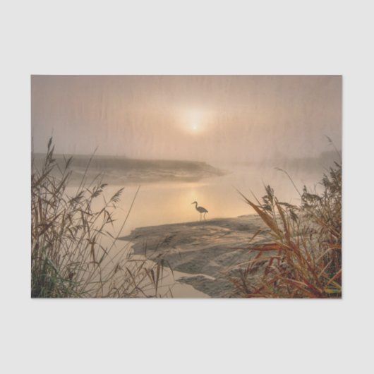 Heron Heaven - Landschap op het meer Tissuepapier (Voorkant)