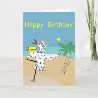 Héron heureux -- Carte de joyeux anniversaire