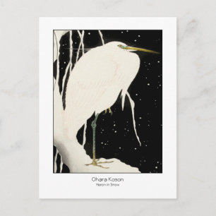 Heron in Snow - Ohara Koson + titel - kunst Briefkaart