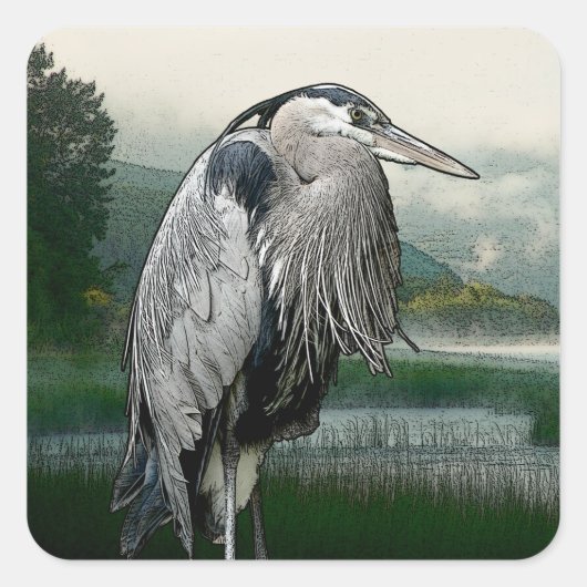 Heron Lake Vierkante Sticker (Voorkant)