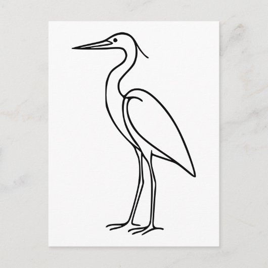 Heron Line Art – Minimalist Bird Illustration Briefkaart (Voorkant)