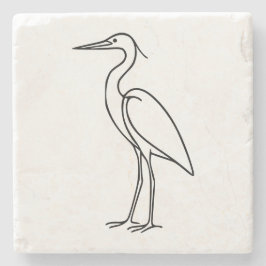Heron Line Art – Minimalist Bird Illustration  Stenen Onderzetter