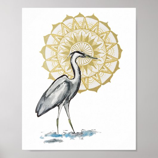 Heron Mandala 8x10 afdrukken Poster (Voorkant)
