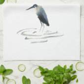 Heron Meditation Sumi-e Great Blue Heron Theedoek (Gevouwen)