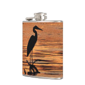 Heron op de zonnekolf heupfles (Links)