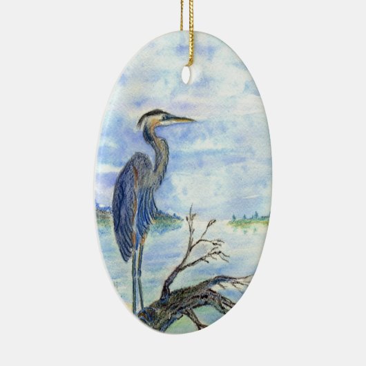 Heron Sentry - Waterverf Potcil Keramisch Ornament (Rechts)