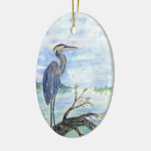 Heron Sentry - Waterverf Potcil Keramisch Ornament (Links)