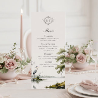 Heron Toile Landelijk Monogram Trouw Menu