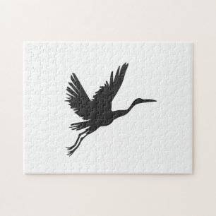 Heron vliegend silhouet - Kies achtergrondkleur Legpuzzel
