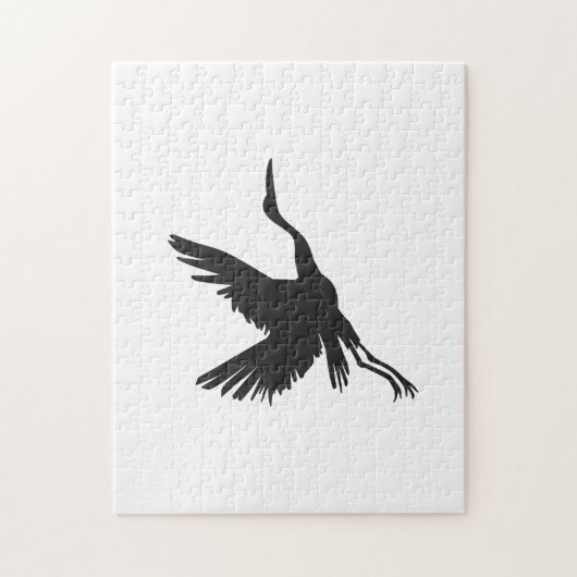 Heron vliegend silhouet - Kies achtergrondkleur Legpuzzel (Verticaal)