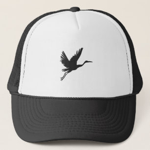 Heron vliegend silhouet - Kies achtergrondkleur Trucker Pet