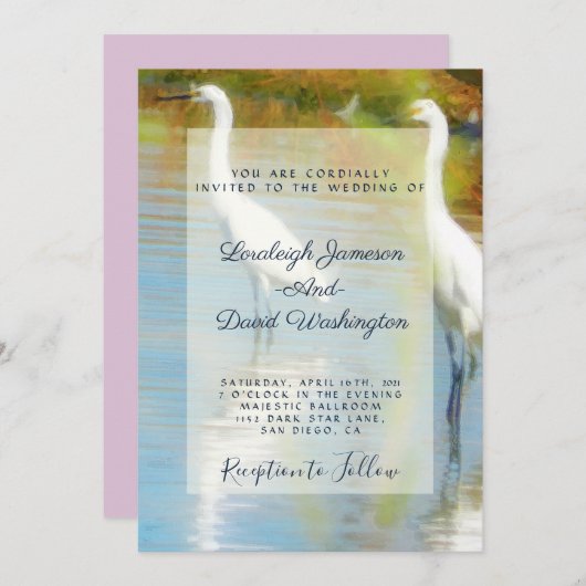 Herons faire-part de mariage (Devant / Derrière)