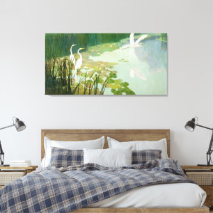Herons in de zomer door Newell Convers Wyeth Canvas Afdruk