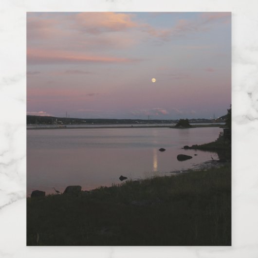 Herons in het maanlicht wijn etiket (Enkel label)