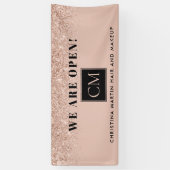 Heropenen Haar en Make-up Blush Roos Gouden Glitte Spandoek (Verticaal)