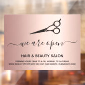 Heropening haar schoonheidssalon rose goud raamsticker (Vel 2)