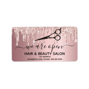 Heropening roos goudglitter etiket
