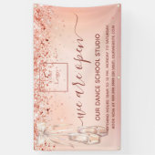 Heropening roos goudroze balletdansschool spandoek (Verticaal)