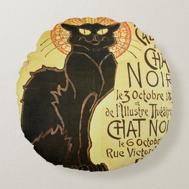 Heropening van het Chat Noir Cabaret, 1896 (kleur  Rond Kussen (Voorkant)