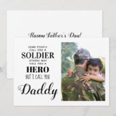 Héros de soldat Daddy militaire Carte photo de Fêt (Devant / Derrière)