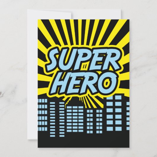 Héros de style comique Invitations d'anniversaire (Dos)