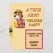  Hero's Party Flat Invitation Kaart (Voorkant / Achterkant)