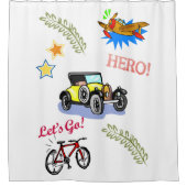 Héros rideau de douche Voiture à vélo avion (Devant)