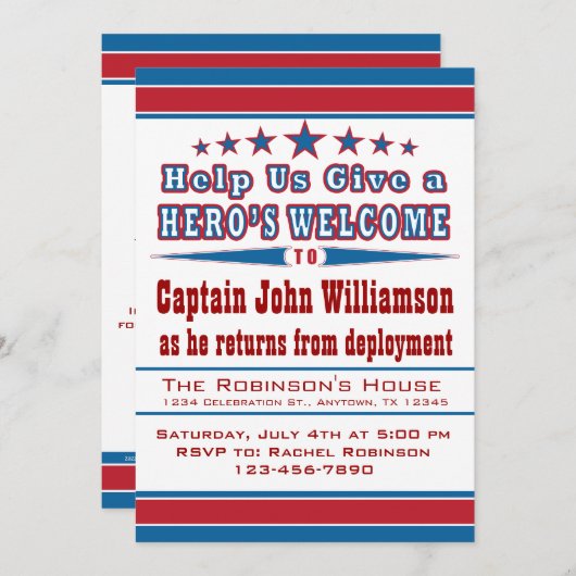 Hero's welkome uitnodiging tot thuiskomst (Voorkant / Achterkant)