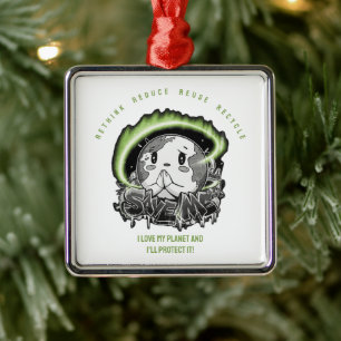 Heroverweeg Verminder Hergebruik Recycle Sla de aa Metalen Ornament