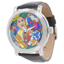 Herrenuhr mit Lederarmband schwarz Horloge