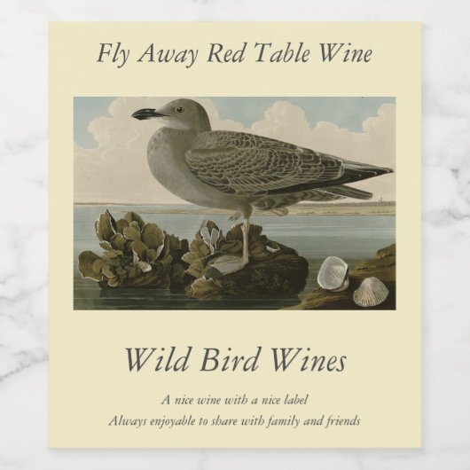 Herring Gull uit John Audubon's Birds of America Wijn Etiket (Enkel label)