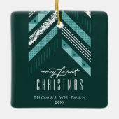 Herringbone Band 1er Ornement de Noël - Turquoise (Devant)