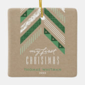Herringbone Band 1er Ornement de Noël - Vert (Devant)