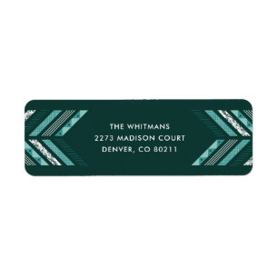 Herringbone Band Address Label - Blauwgroen