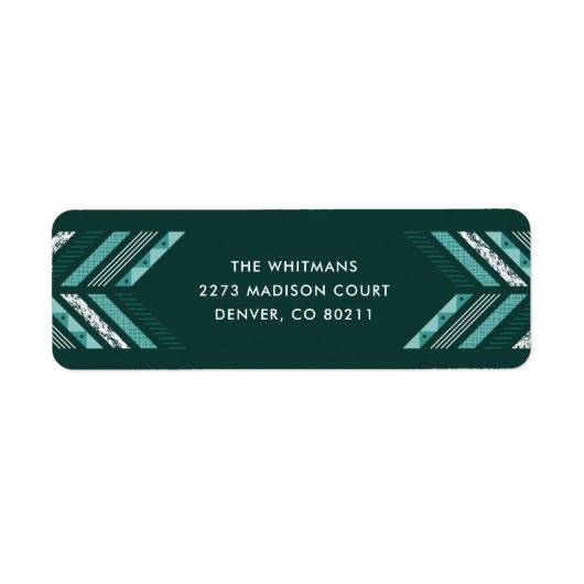 Herringbone Band Address Label - Blauwgroen (Voorkant)
